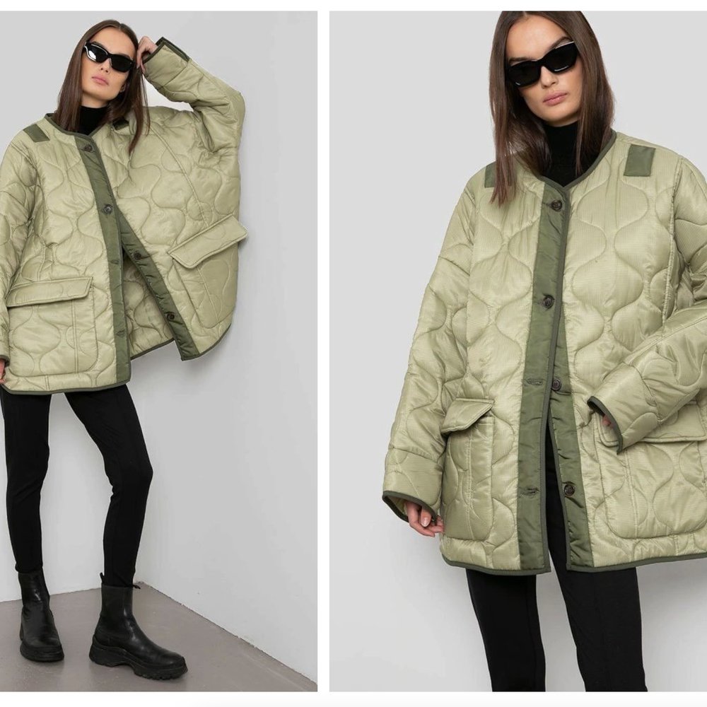 TEDDY QUILTED JACKET - MOSS GREEN - THE FRANKIE SHOP